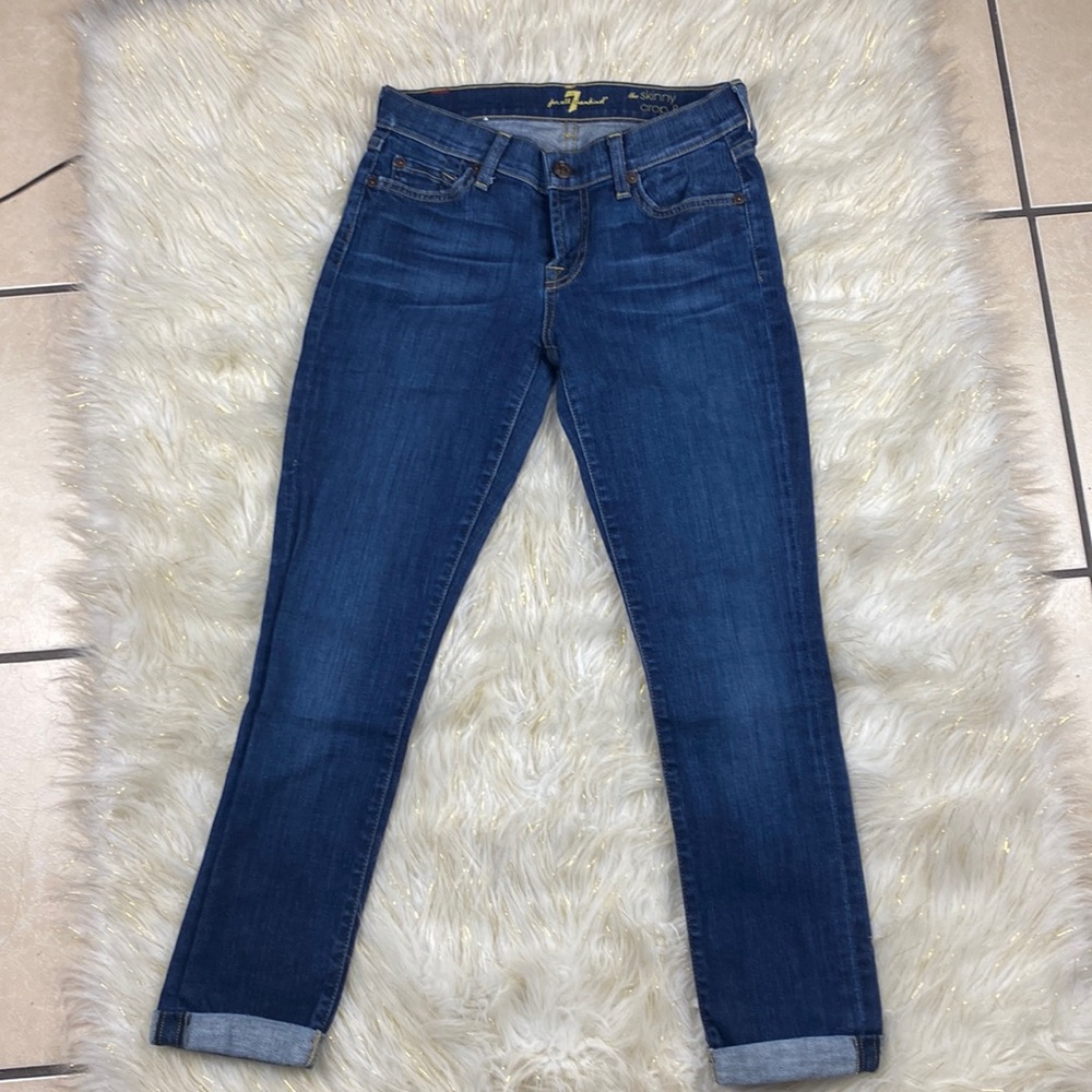7 For All Mankind Skinny Crop Roll Up Dark Wash Size 26